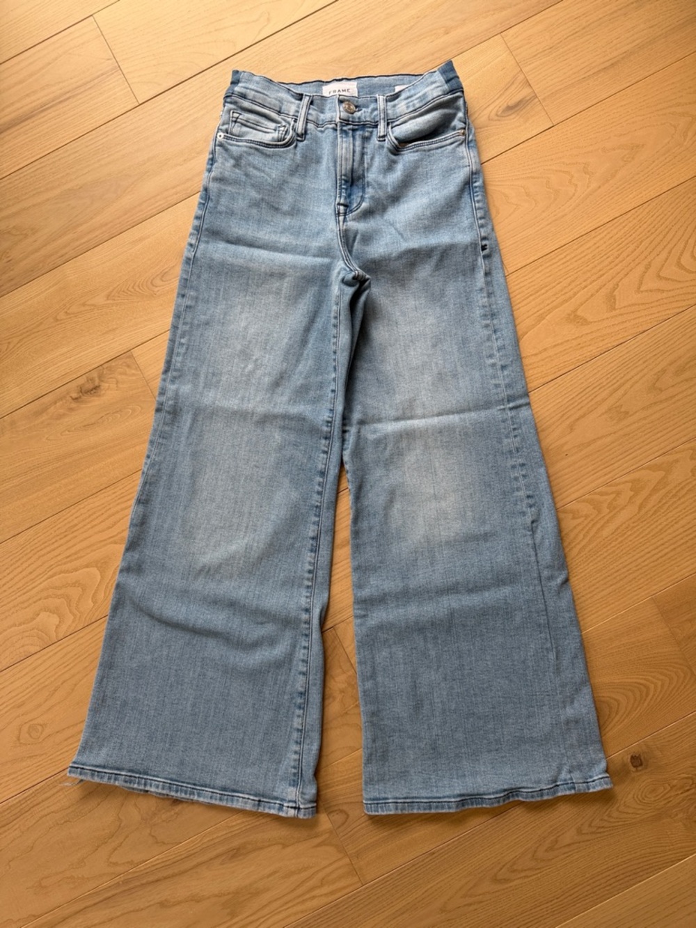 Frame Denim Le Palazzo Crop Light Blue Wide-Leg Jeans - Picture 2 of 5